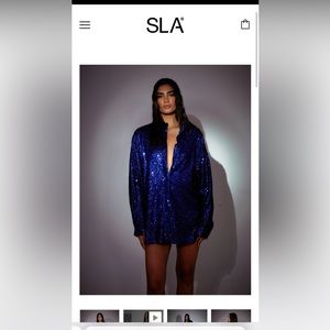 SLA the label Ibiza shirt dress blue sequin